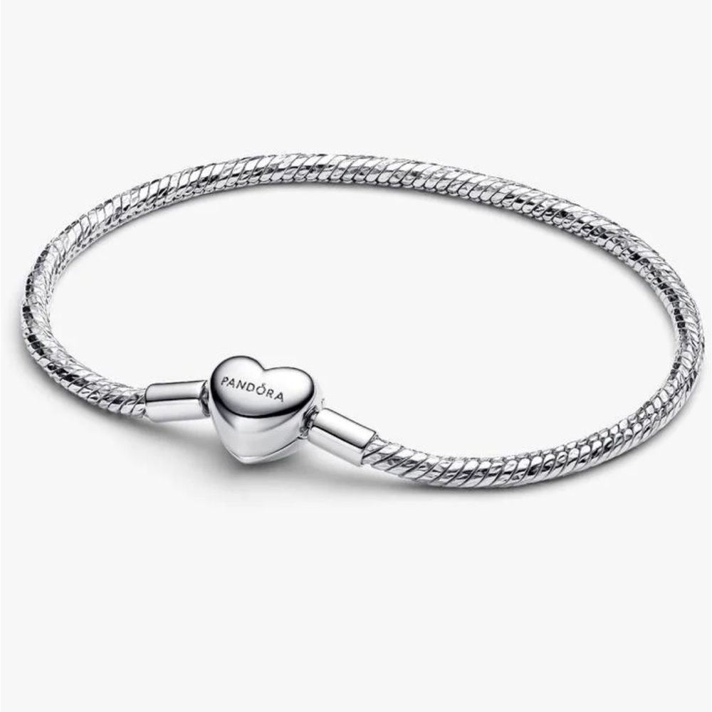 Pandora bracelet Heart Clasp Faceted Snake Chain Bracelet